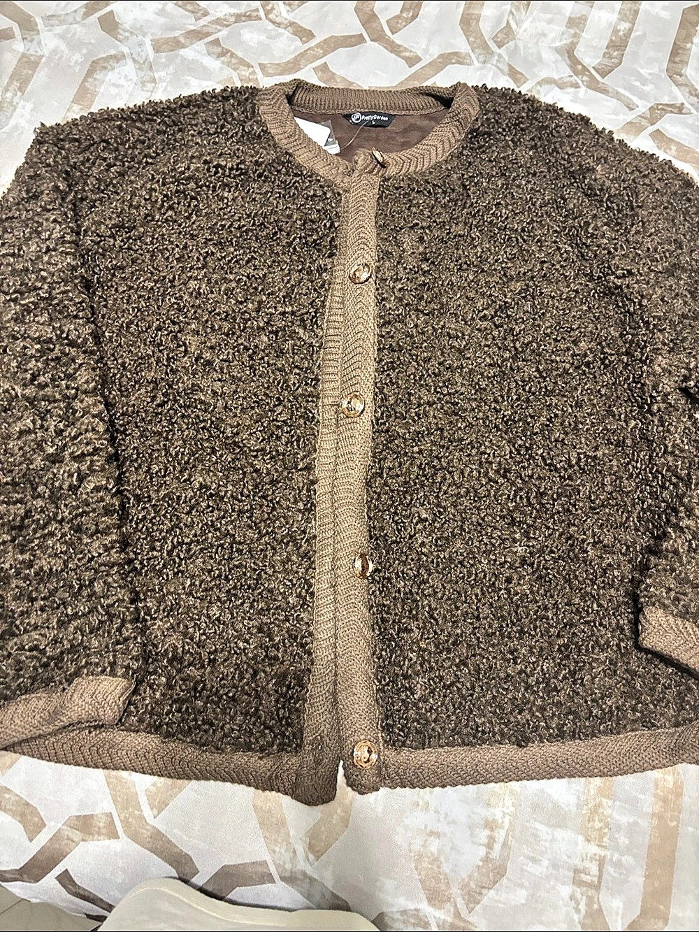 PrettyGarden Teddy Jacket Brown Large